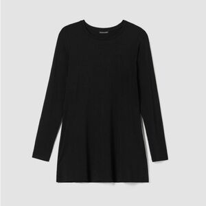 Eileen Fisher Black Long Sleeve Swing Top Jersey Knit Size L